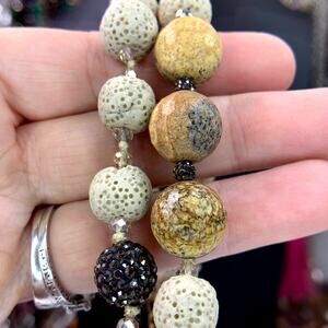 Sponge Coral and Leopard Jasper Necklace Beaded Artisan